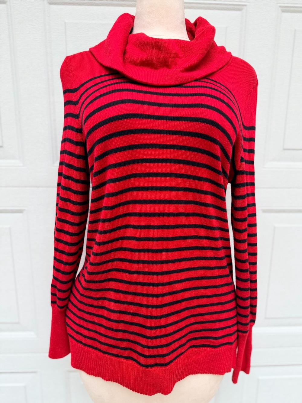 Lauren Ralph Lauren L Wool Blend Striped Cowl Neck Knitwear Nautical Academia